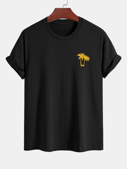 Classic Fit Cotton T-Shirt with Palm Tree Print
