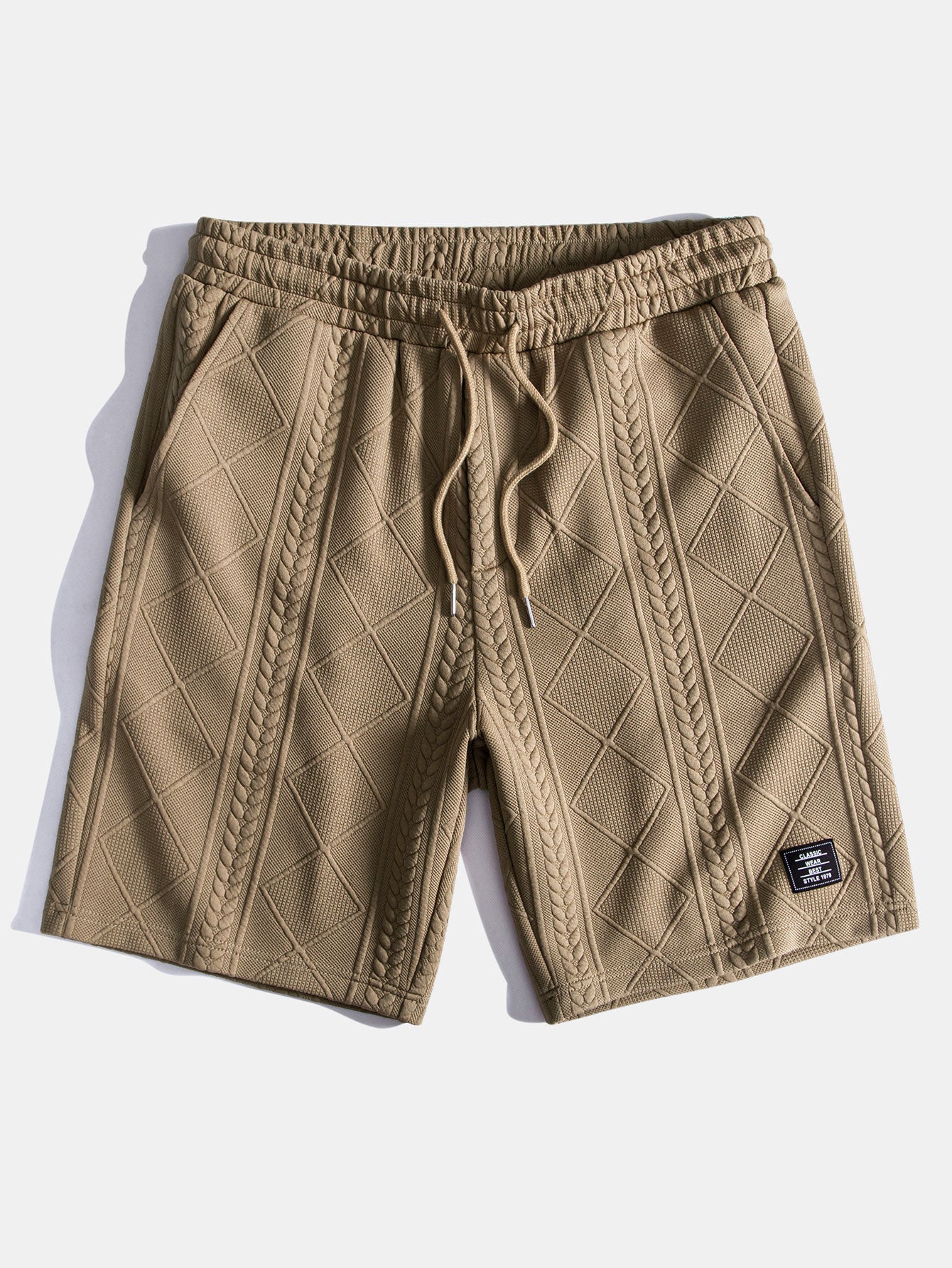 Geometric Jacquard Arc Hem T-Shirt and Shorts Set with Short Sleeves