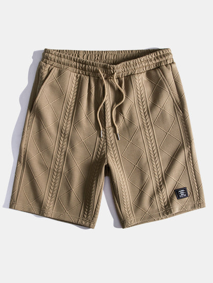 Geometric Jacquard Arc Hem T-Shirt and Shorts Set with Short Sleeves