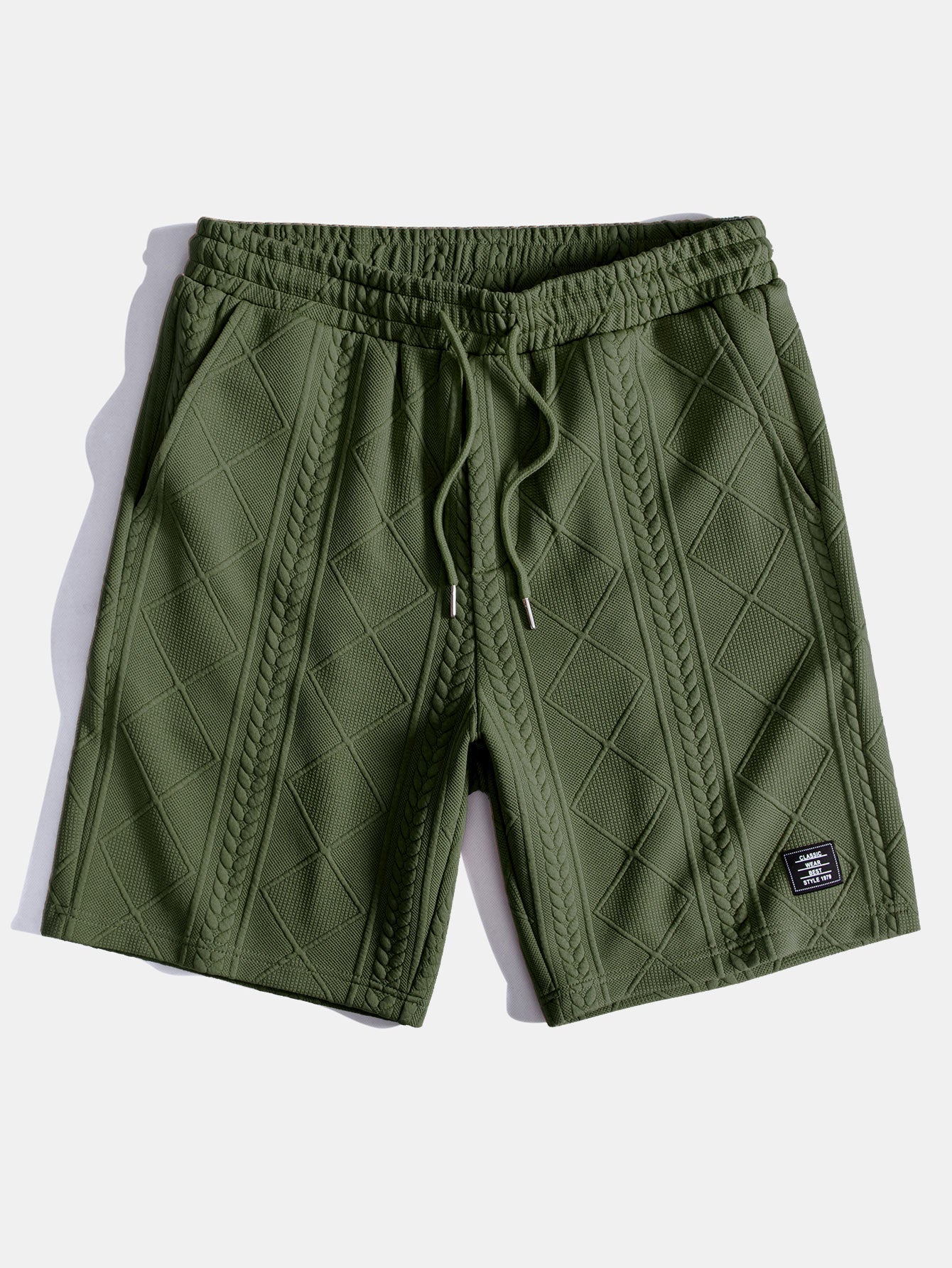 Geometric Jacquard Arc Hem T-Shirt and Shorts Set with Short Sleeves