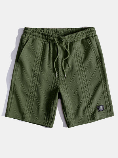 Geometric Jacquard Arc Hem T-Shirt and Shorts Set with Short Sleeves