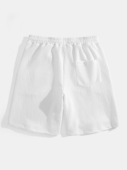 Striped Jacquard Sleeveless Hoodie and Shorts Set