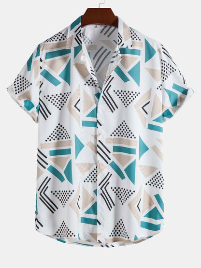 Geometric Pattern Shirt and Swim Trunks