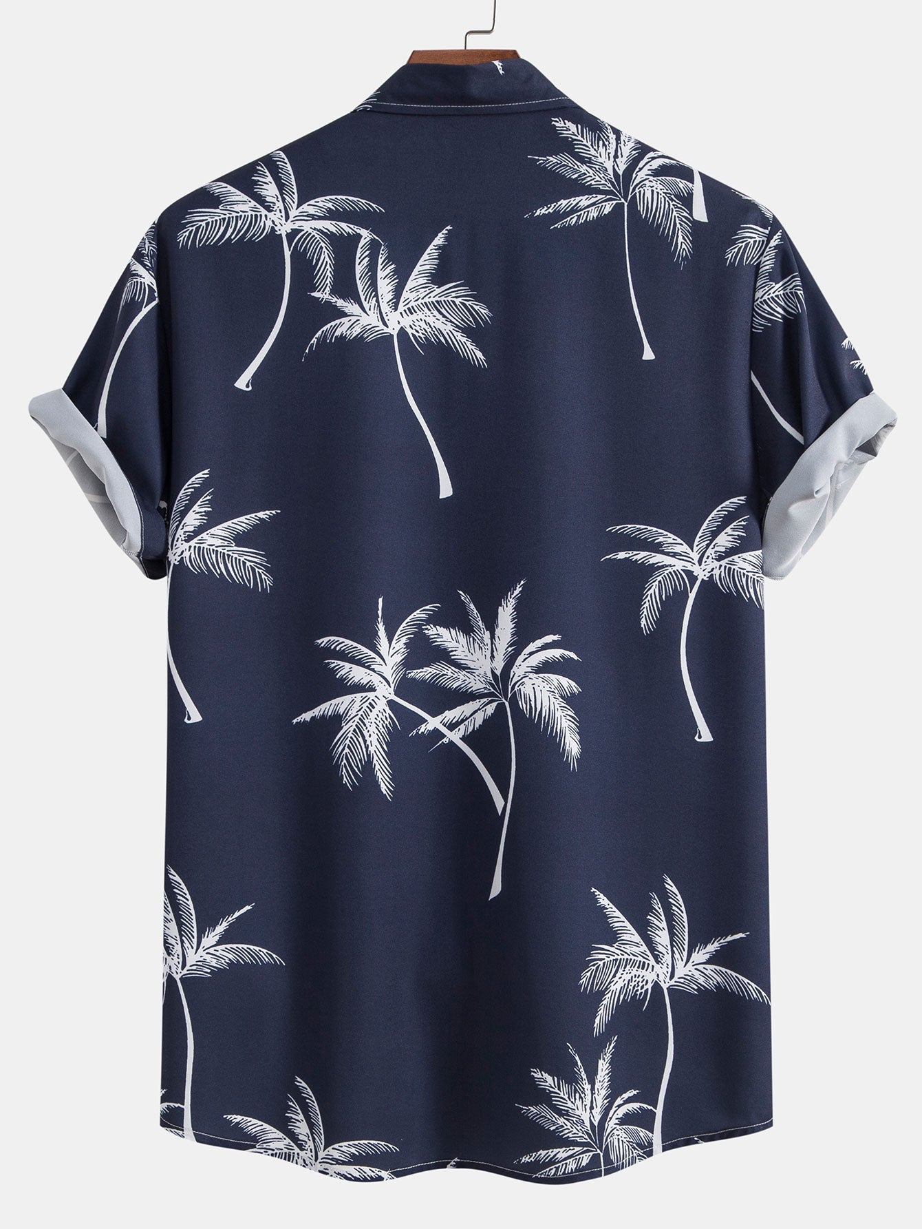 Tropical Palm Print Button-Up Shirt