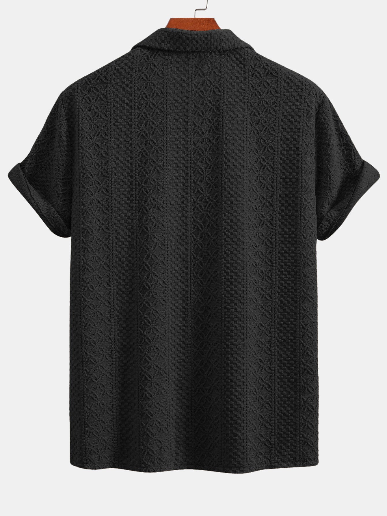 Floral Checkerboard Jacquard Cuban-Style Shirt