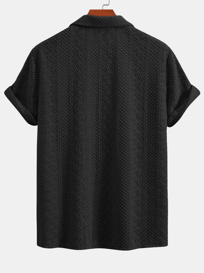 Floral Checkerboard Jacquard Cuban-Style Shirt