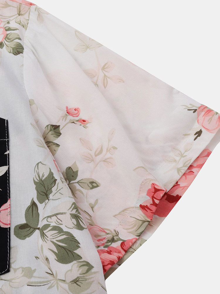 Dual Color Floral Pattern Shirt