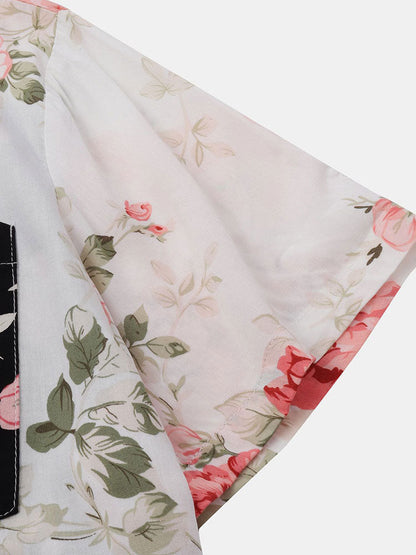 Dual Color Floral Pattern Shirt