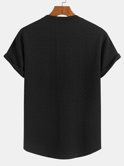 Arc Hem T-Shirt with Jacquard Texture