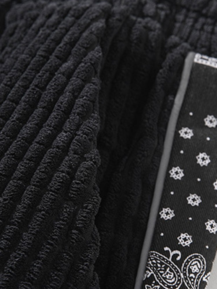 Paisley Print Corduroy Panel Trousers