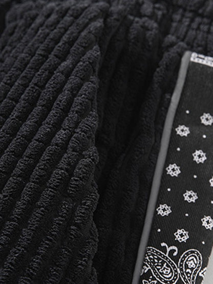 Paisley Print Corduroy Panel Trousers