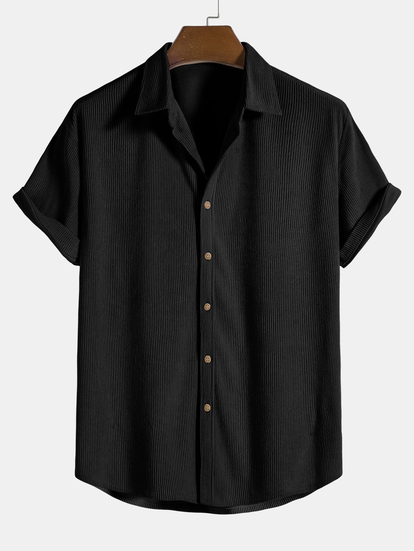 Corduroy Short Sleeve Button-Up Shirt