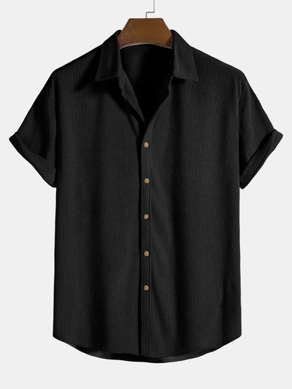 Corduroy Short Sleeve Button-Up Shirt