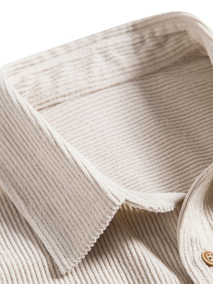 Corduroy Short Sleeve Button-Up Shirt