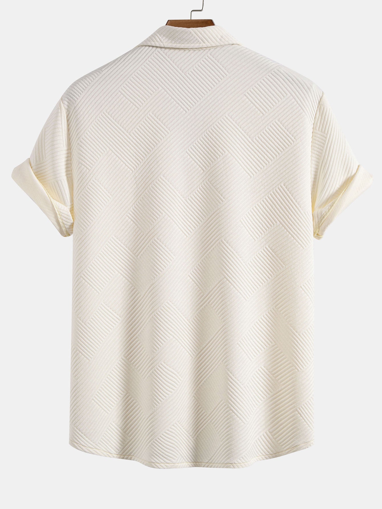 Striped Jacquard Button-Up Shirt and Shorts Set