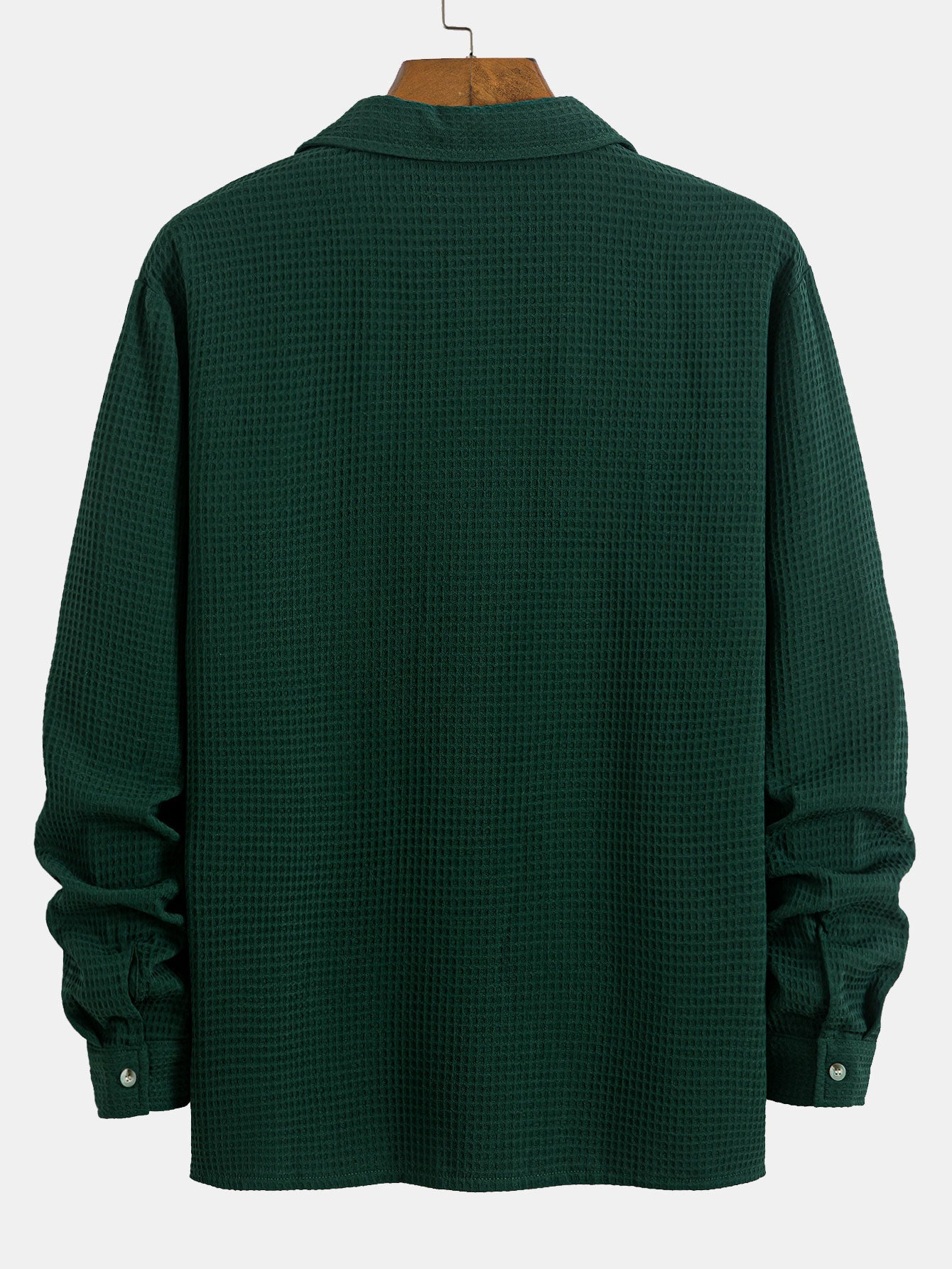 Waffle Knit Long Sleeve Cuban Collar Shirt