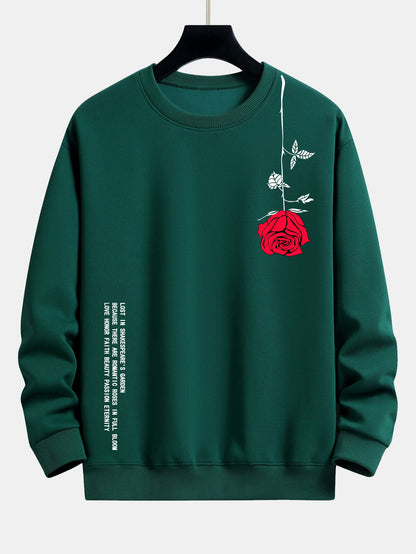 Relaxed Fit Sweatshirt with Slogan and Rose Print