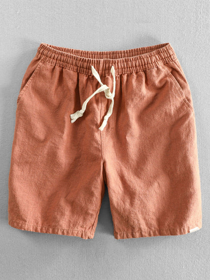 Drawstring Shorts in Linen-Cotton Blend