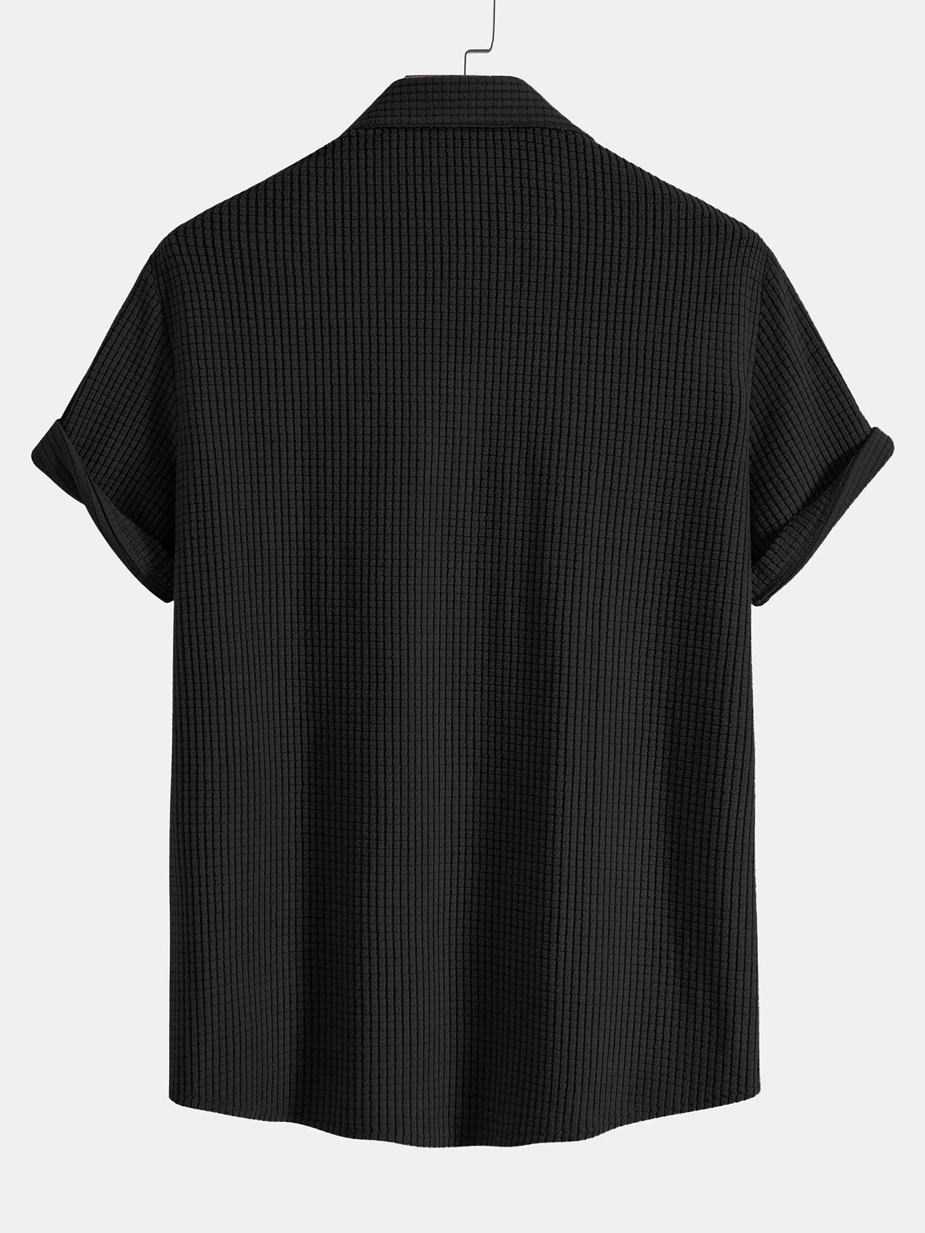 Waffle Knit Button-Up Shirt and Shorts Set