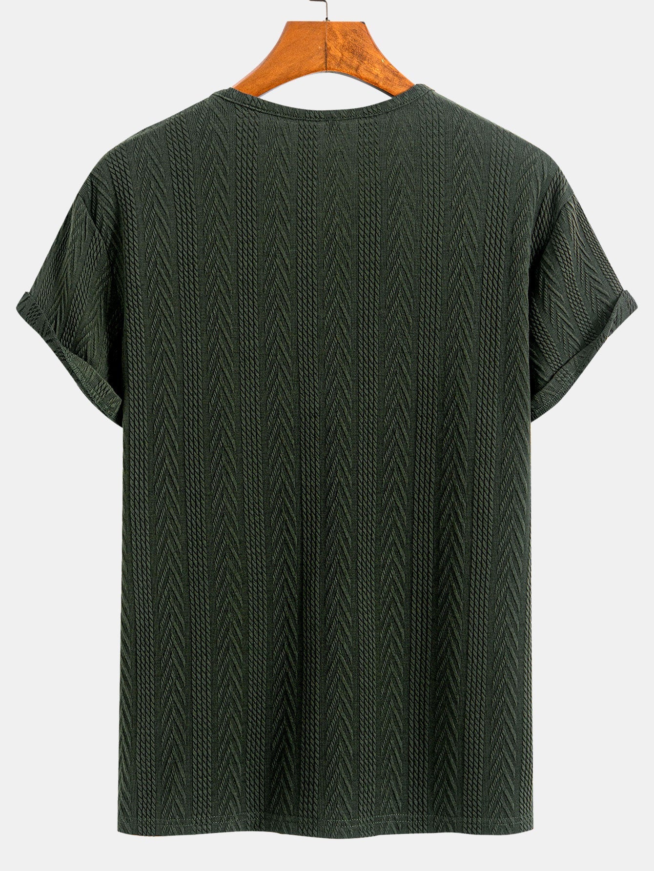 Short Sleeve Jacquard T-Shirt with Half Open Collar