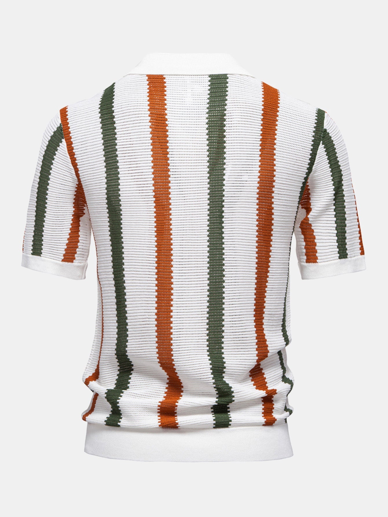 Striped V-Neck Knit Polo Shirt