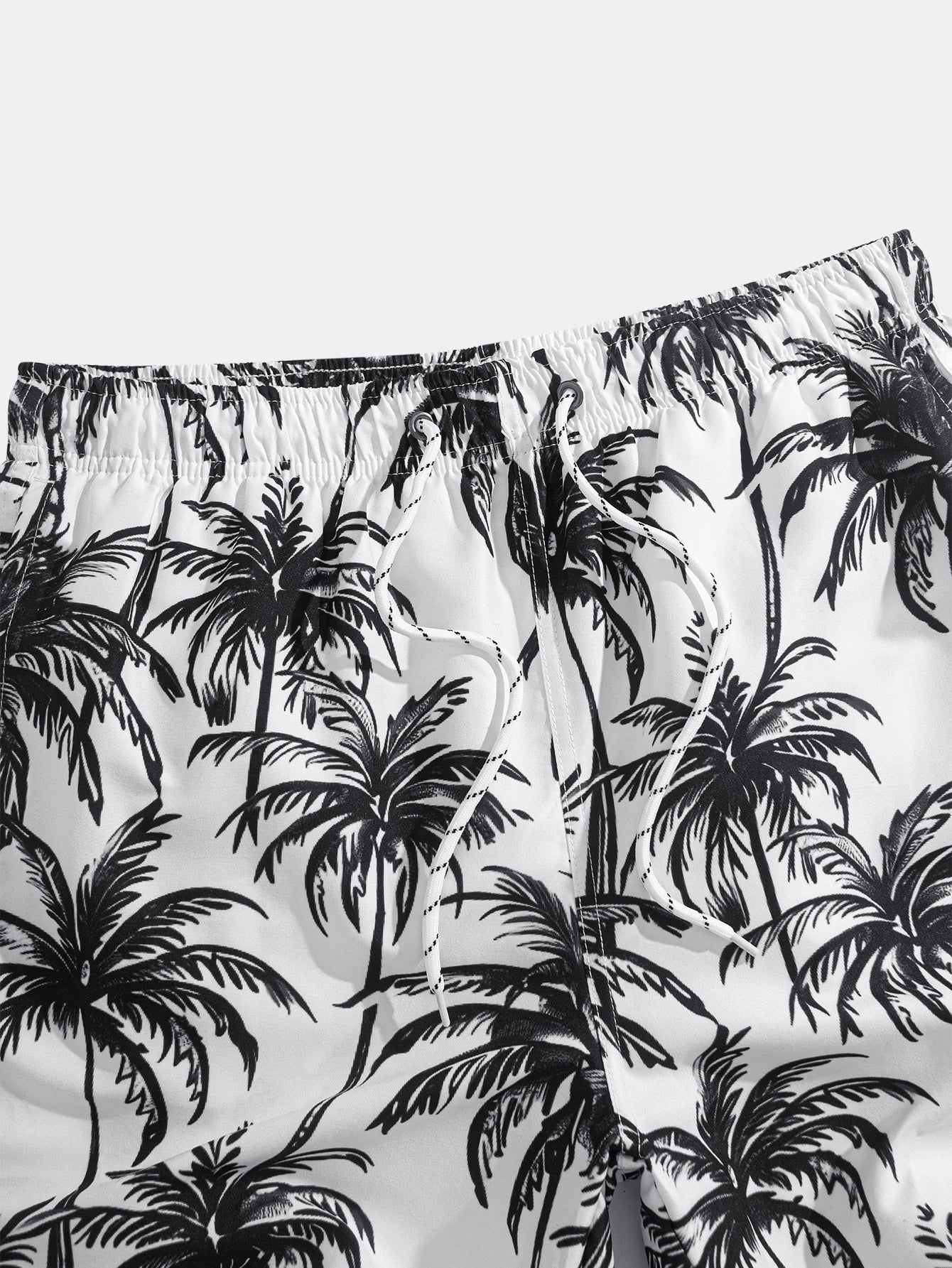 Relaxed Fit Palm Tree Print Button-Up Shirt & Matching Swim Shorts