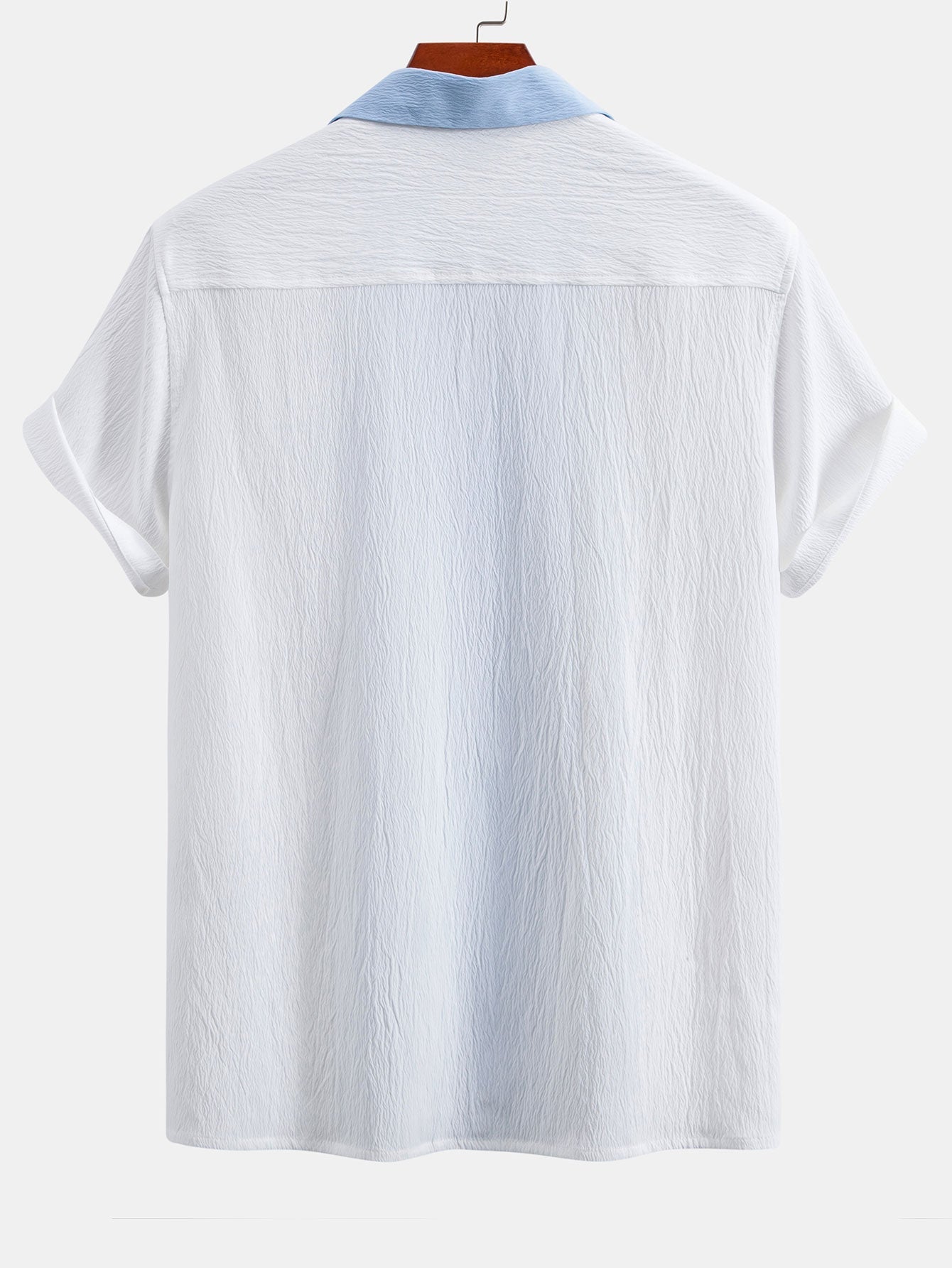 Textured Cuban Shirt with Contrasting Details & Straight Leg Trousers