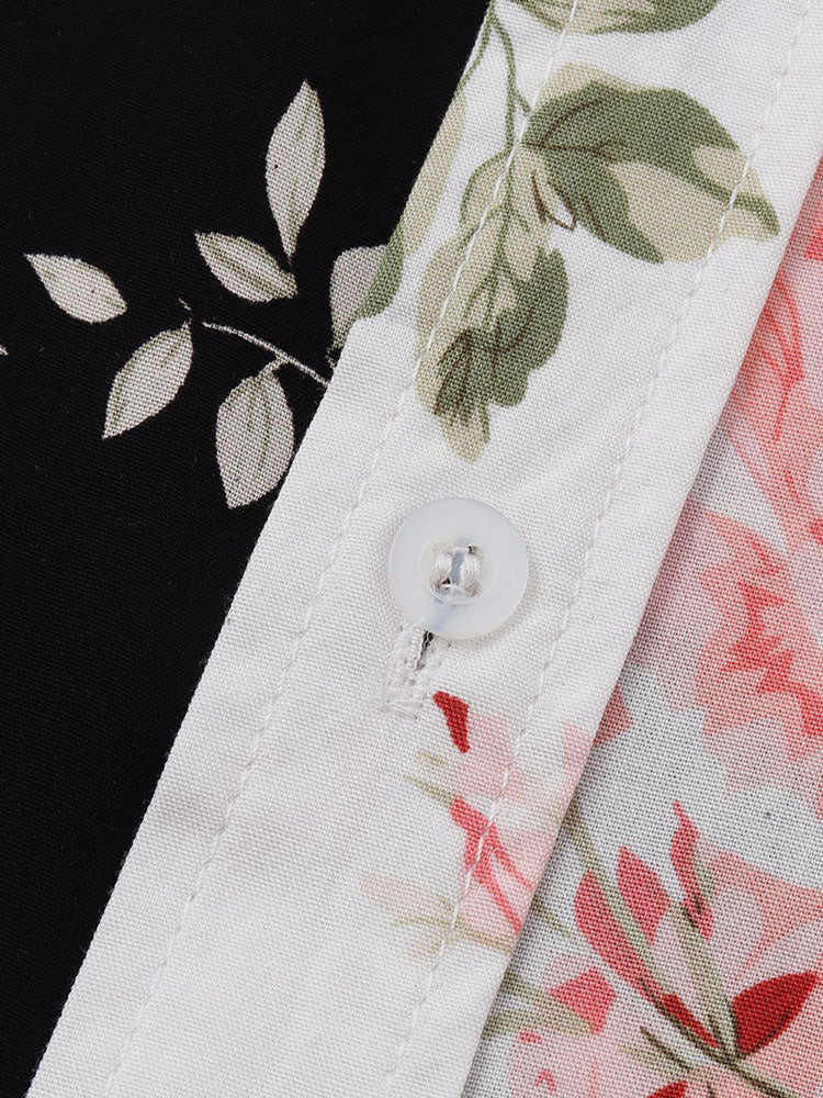 Dual Color Floral Pattern Shirt