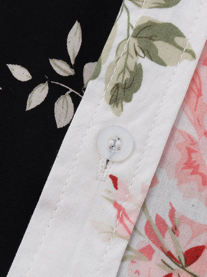 Dual Color Floral Pattern Shirt