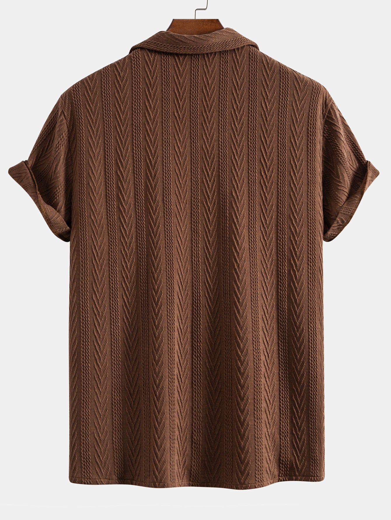 Textured Jacquard Cuban Shirt with Wrinkle-Resistant Straight Leg Pants