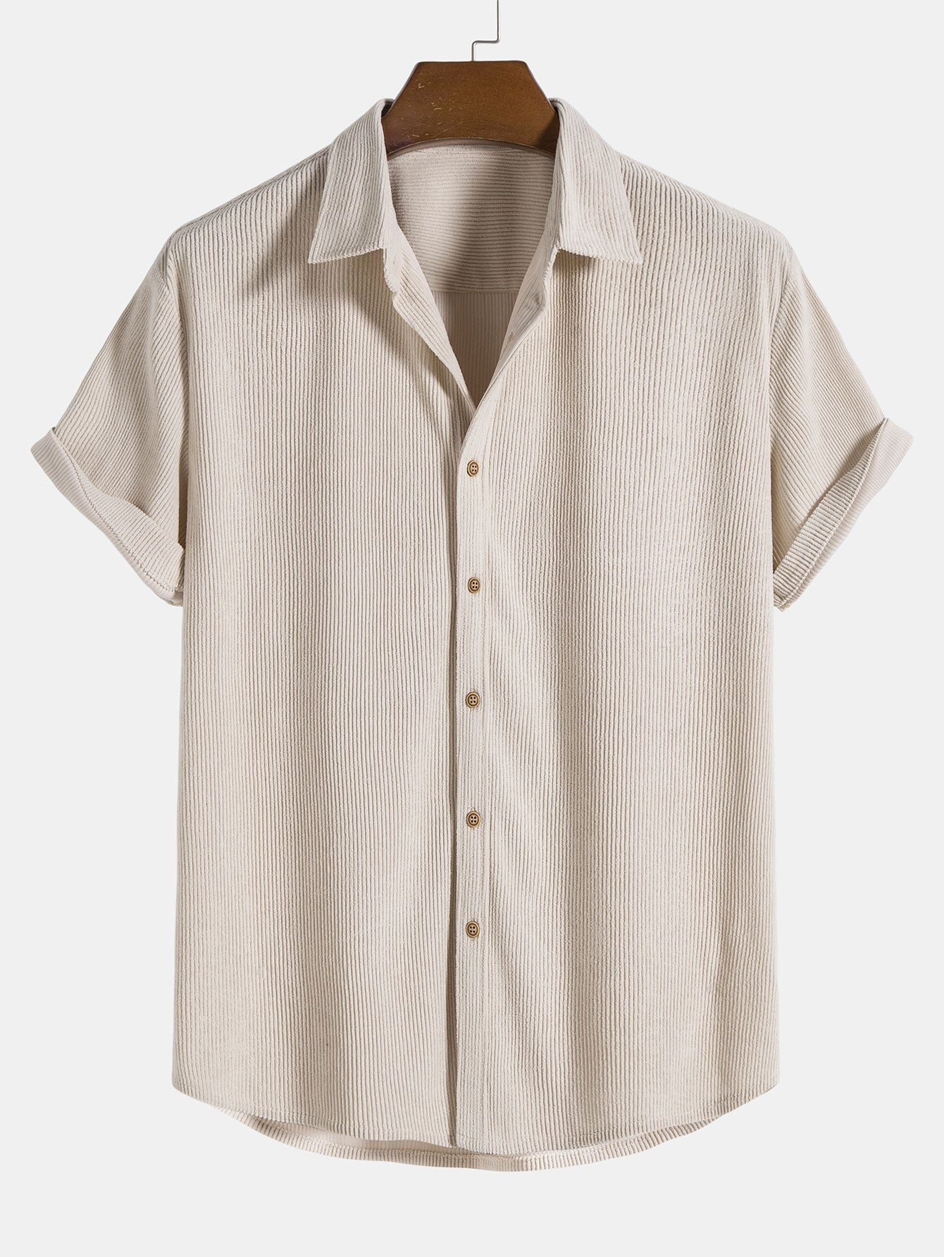 Corduroy Short Sleeve Button-Up Shirt