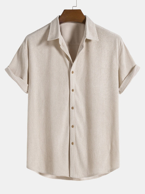 Corduroy Short Sleeve Button-Up Shirt