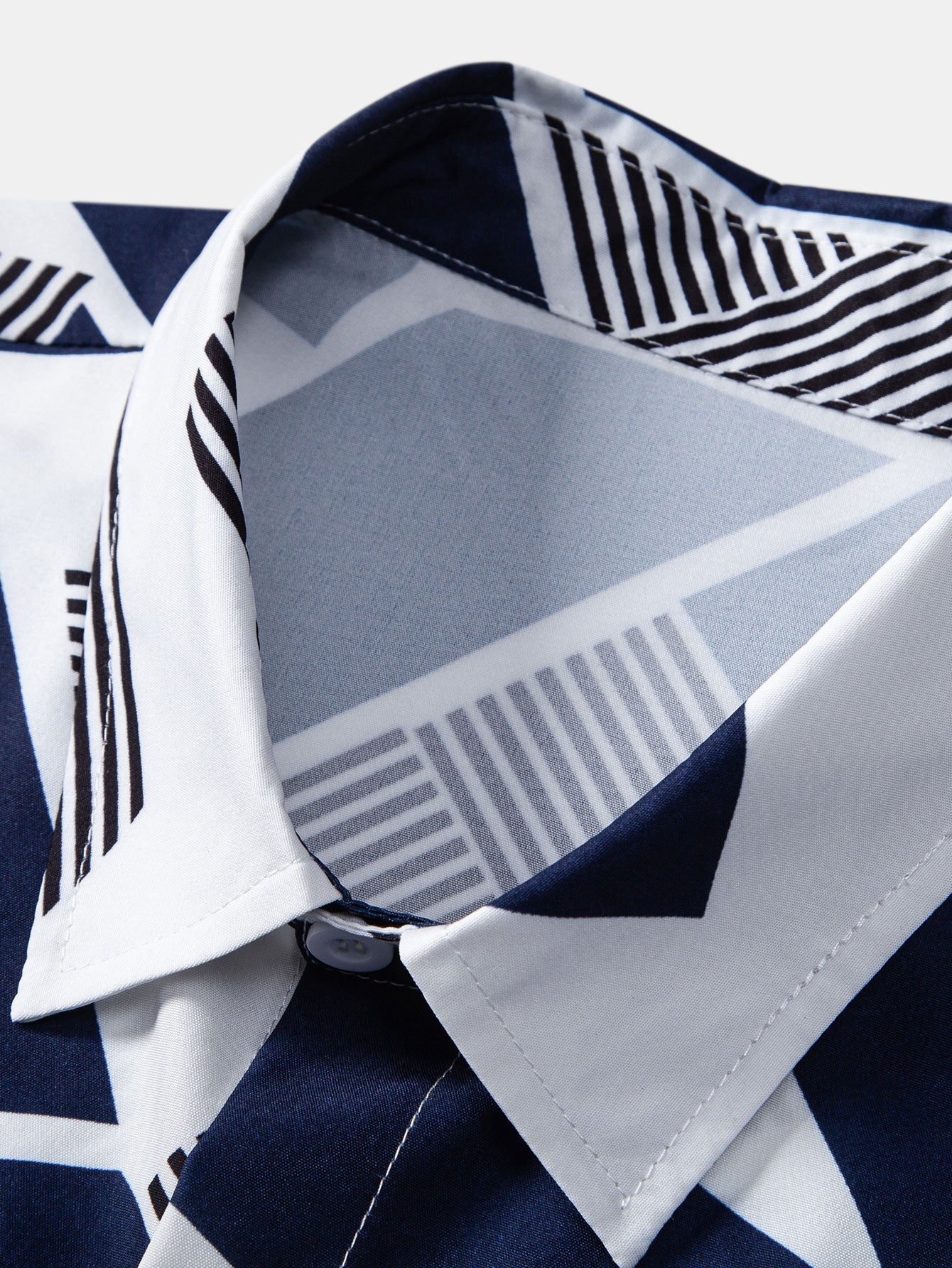 Geometric Color Block Button-Up Shirt with Matching Swim Shorts