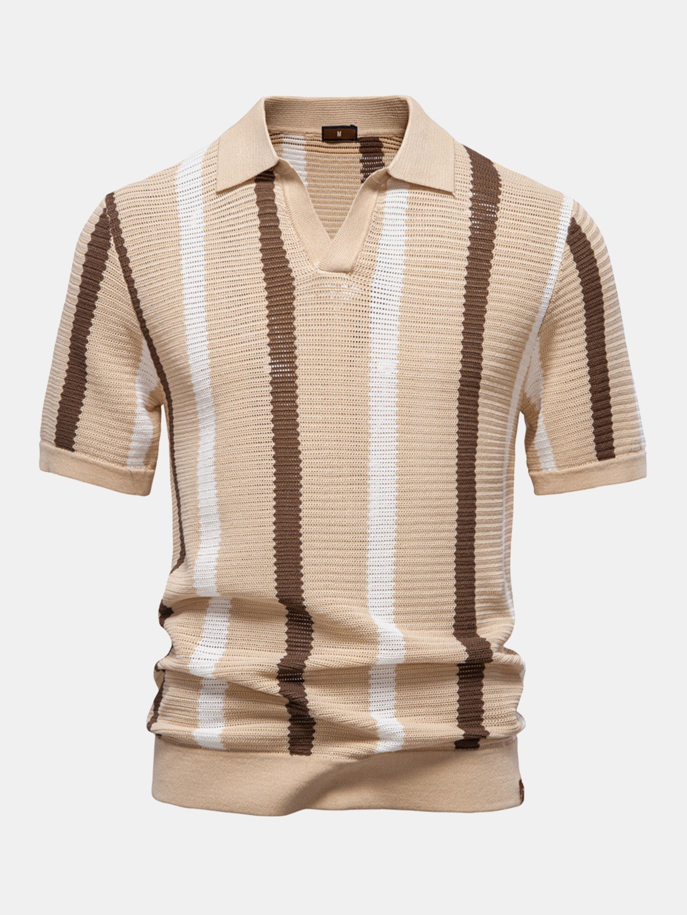 Striped V-Neck Polo Shirt