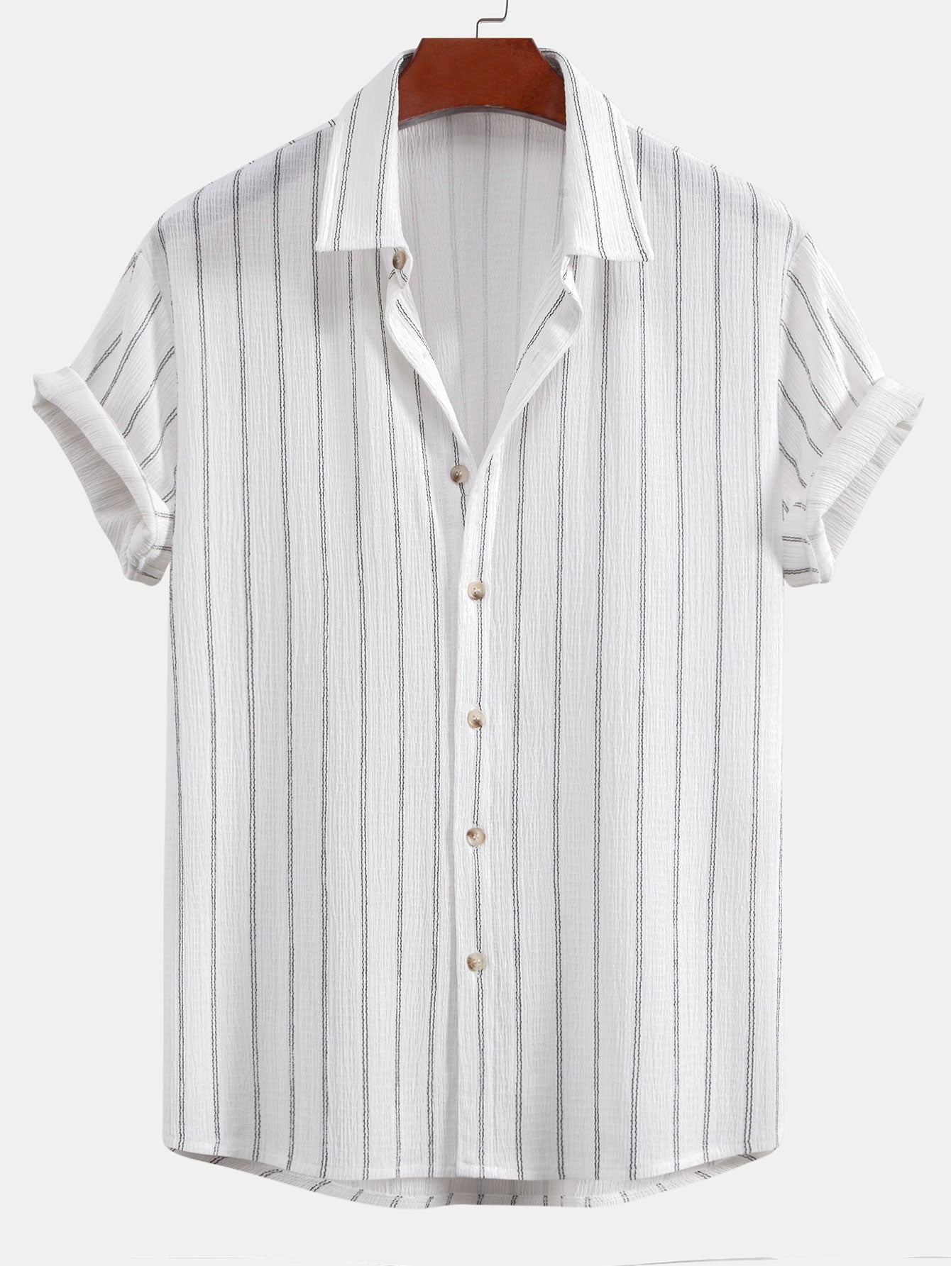 Textured Stripe Button-Up Shirt