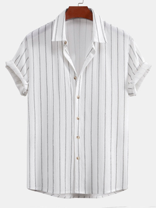 Textured Stripe Button-Up Shirt