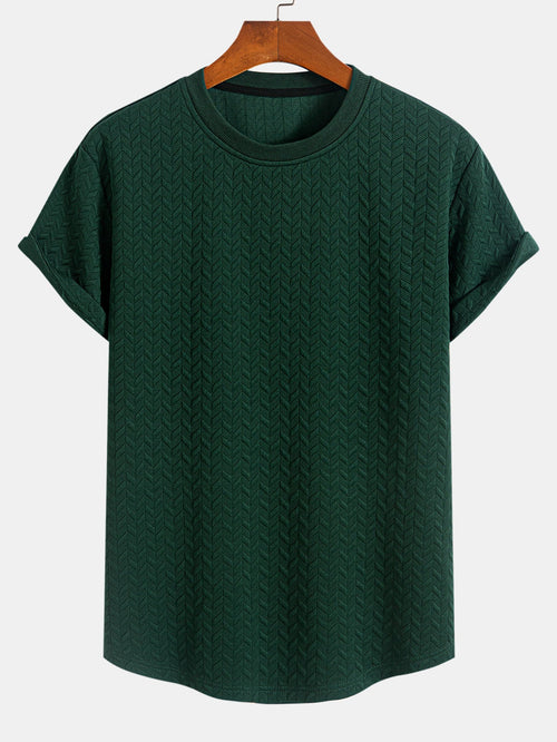 Arc Hem T-Shirt with Jacquard Texture