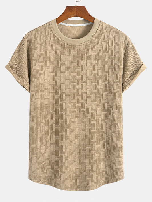 Striped Jacquard T-Shirt with Arc Hem