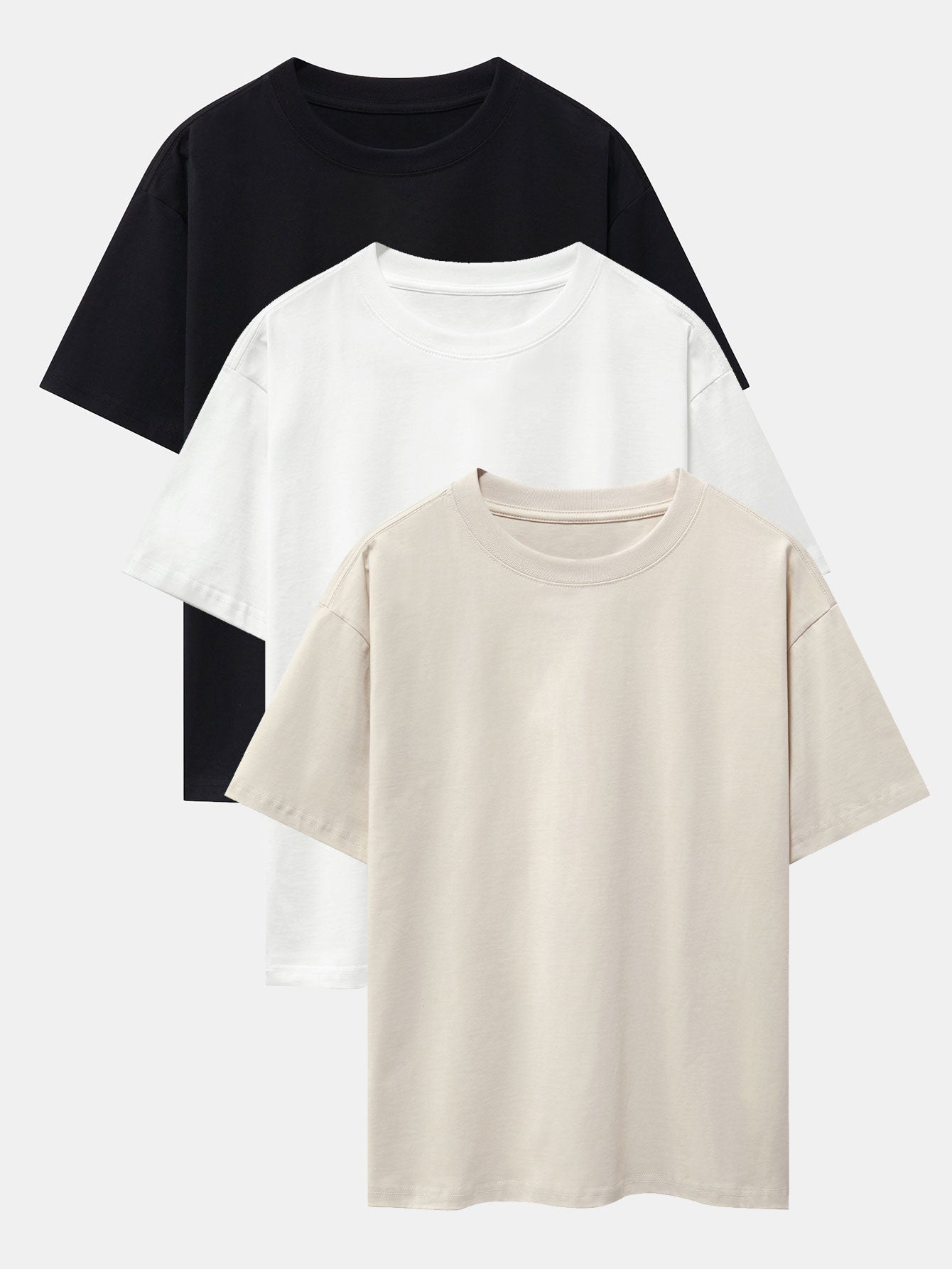 Set of 3 Oversized Heavyweight Drop Shoulder T-Shirts