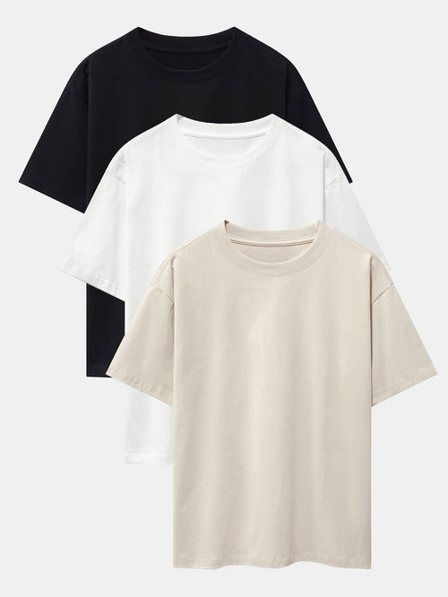 Set of 3 Oversized Heavyweight Drop Shoulder T-Shirts