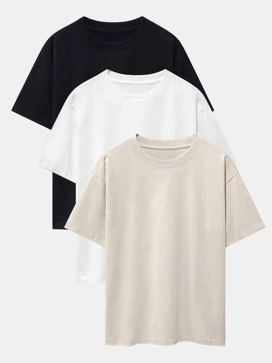 Set of 3 Oversized Heavyweight Drop Shoulder T-Shirts