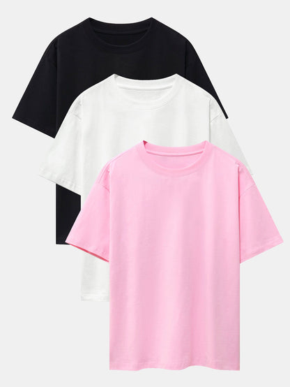 Set of 3 Oversized Heavyweight Drop Shoulder T-Shirts