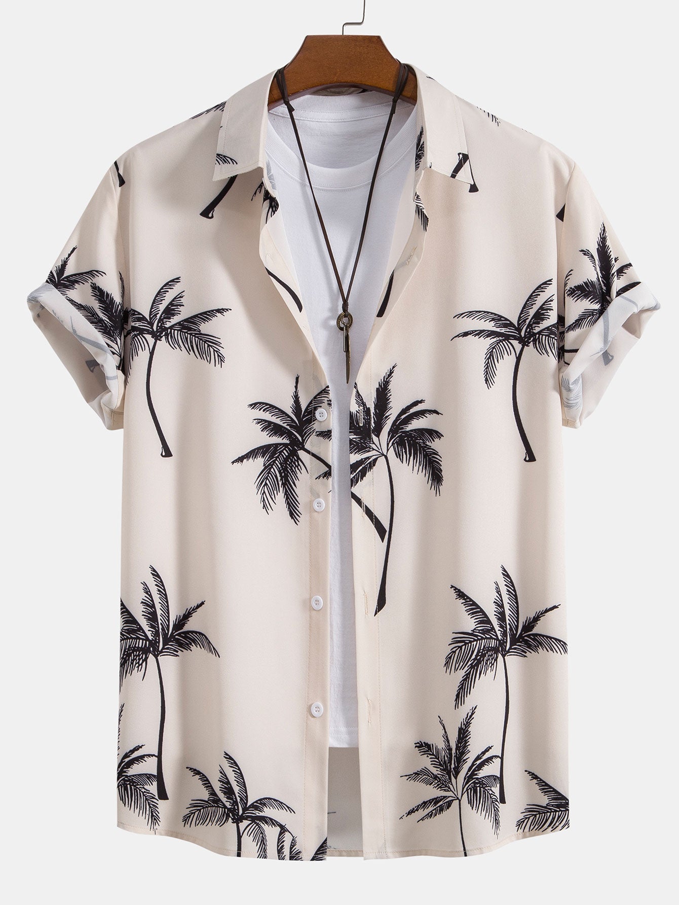 Tropical Palm Print Button-Up Shirt