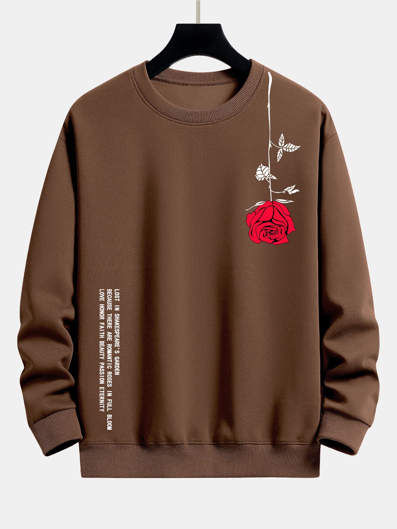 Relaxed Fit Sweatshirt with Slogan and Rose Print