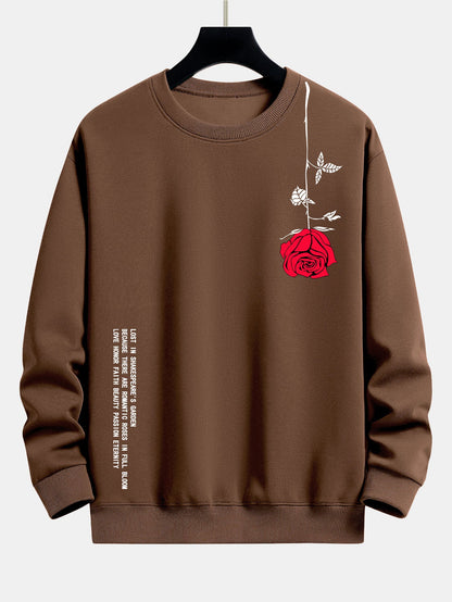 Relaxed Fit Sweatshirt with Slogan and Rose Print