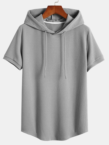 Ribbed Hooded T-Shirt with Muscle Fit