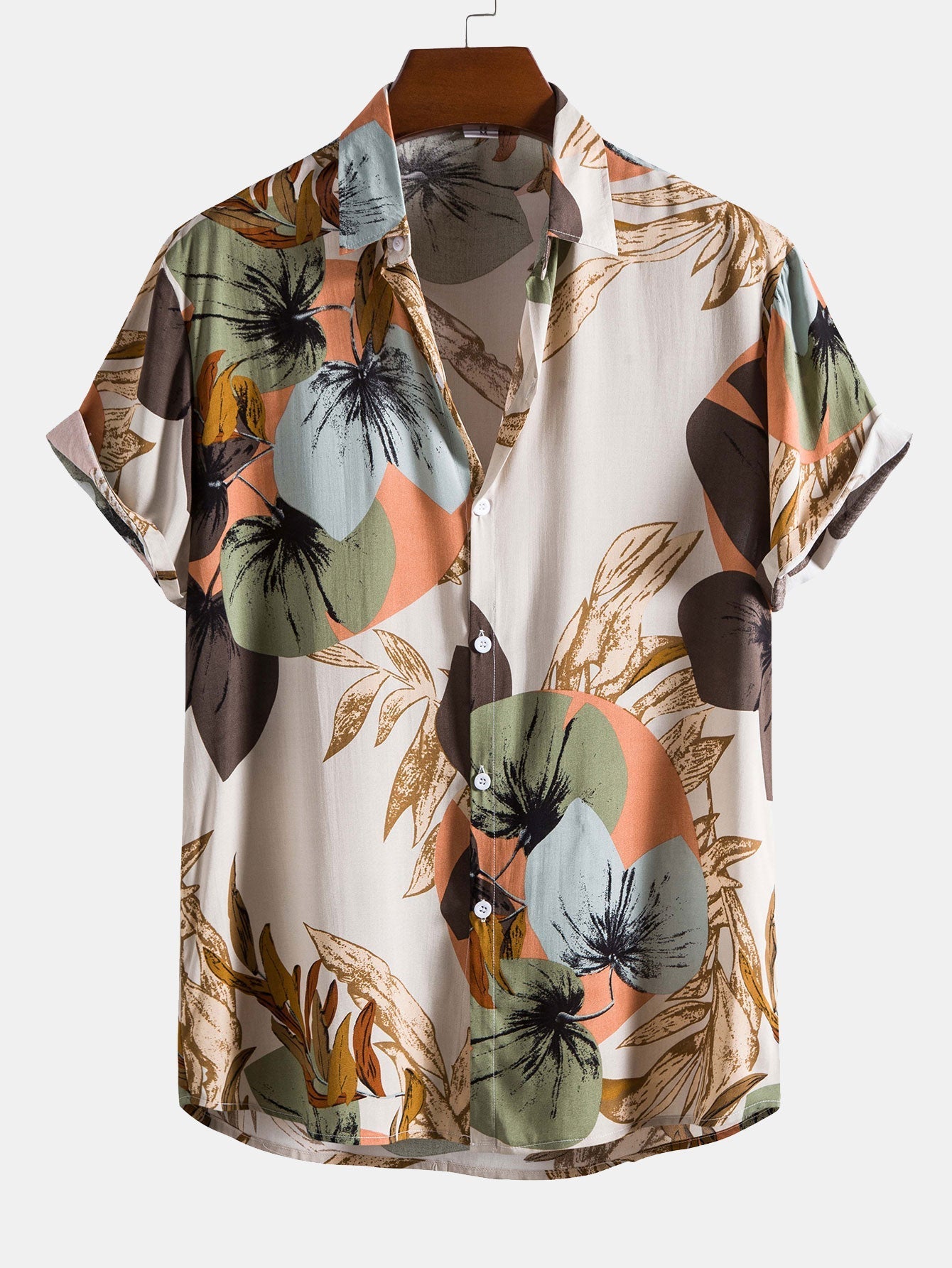 Tropical Print Shirt with Textured Cotton 5-Inch Shorts