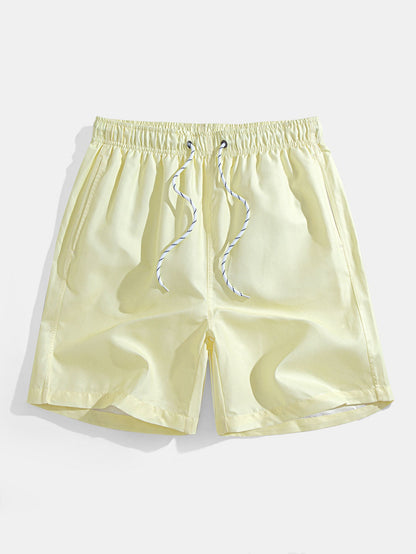 Relaxed Fit Flamingo Tropical Palm Tree Print Button-Up Shirt and Swim Shorts