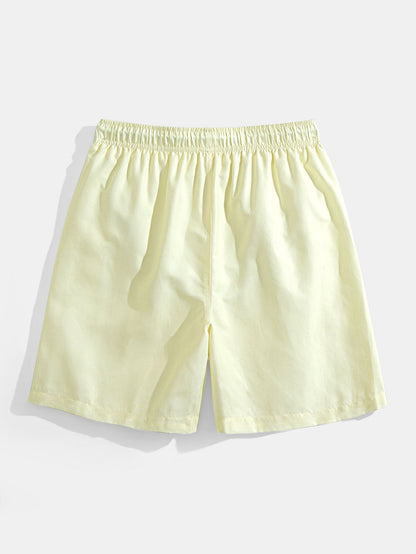 Relaxed Fit Flamingo Tropical Palm Tree Print Button-Up Shirt and Swim Shorts