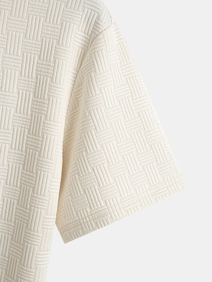 Striped Jacquard T-Shirt with Arc Hem